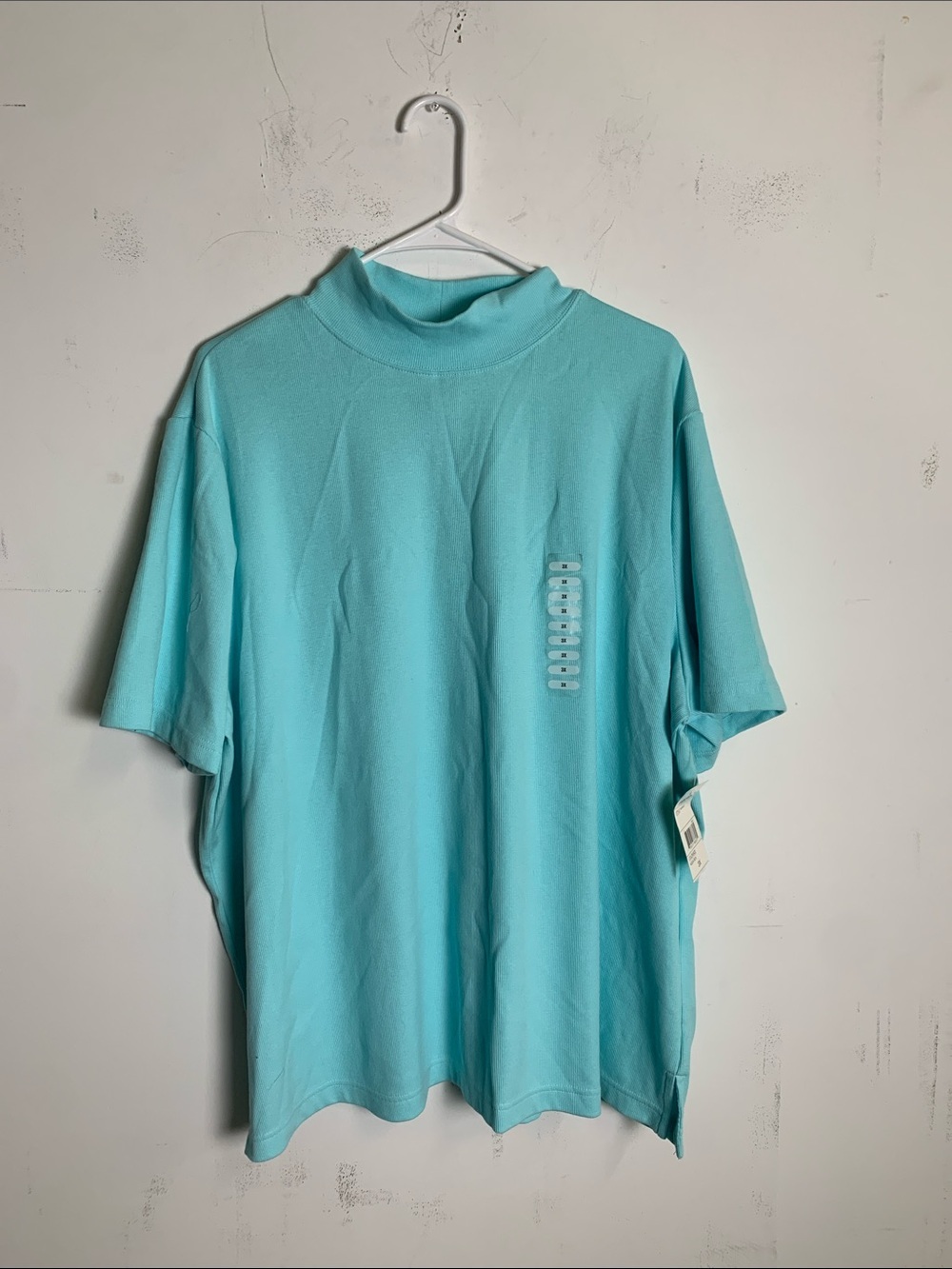 Studio Works Turquoise Short-Sleeve Mock Neck Tee